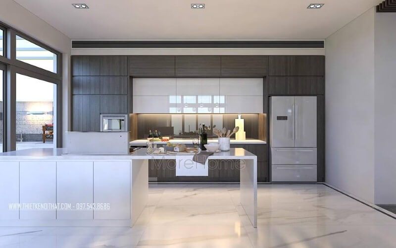 Phòng bếp hiện đại, đẹp và sang trọng được trang trí trong nhà phố và biệt thự.